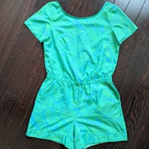 LOFT Tropical Palm Leaf Print SS Romper